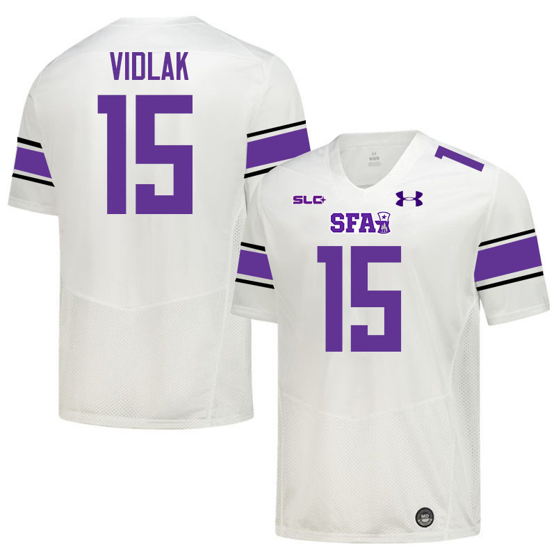 Stephen F. Austin Lumberjacks #15 Sam Vidlak College Football Jerseys,Uniforms-White
